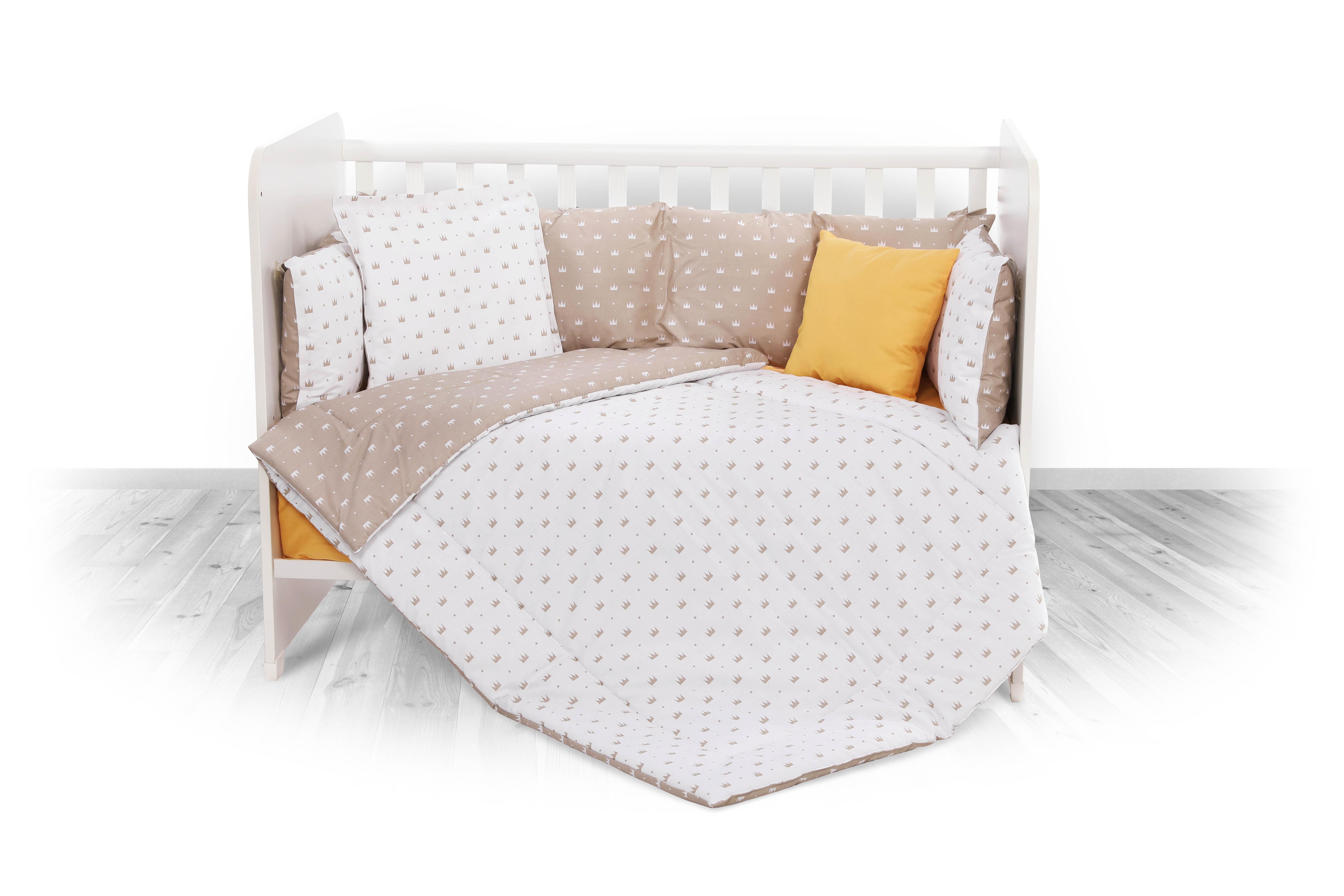 Set lenjerie pat 8 piese, 70x140 cm, bumbac ranforce, Latte Crowns