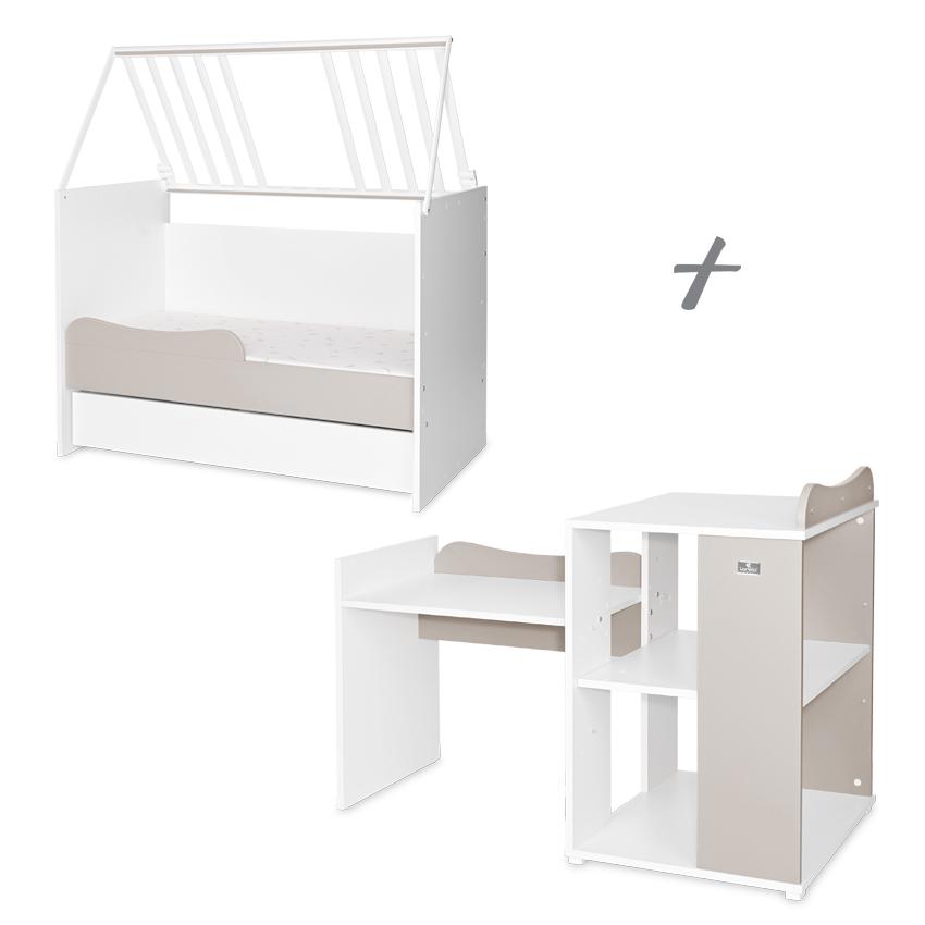 Patut modular multifunctional, 5 configurari diferite, 190 x 72 cm, Multi, White & Amber