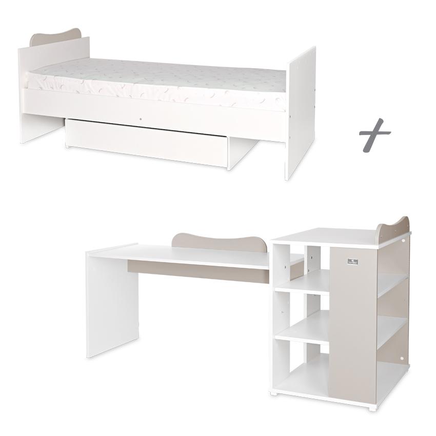 Patut modular multifunctional, 5 configurari diferite, 190 x 72 cm, Multi, White & Amber