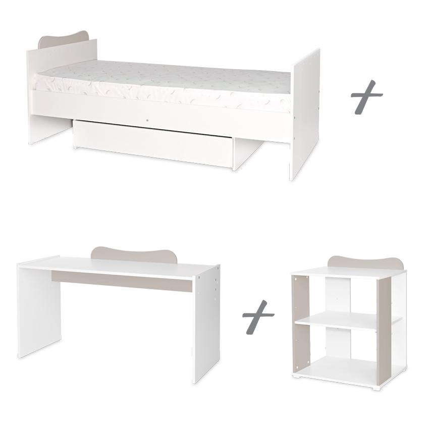 Patut modular multifunctional, 5 configurari diferite, 190 x 72 cm, Multi, White & Amber