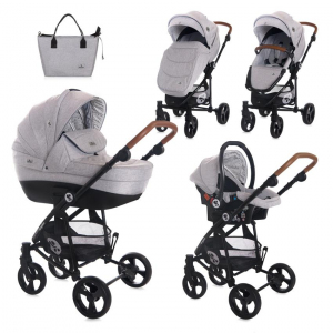 Carucior Set 3 in 1, Crysta, cadru din aluminiu