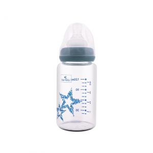 Biberon din sticla cu tetina anticolici, 120 ml