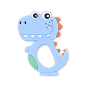 Jucarie de dentitie din silicon, Dino Lucky, peste 3 luni